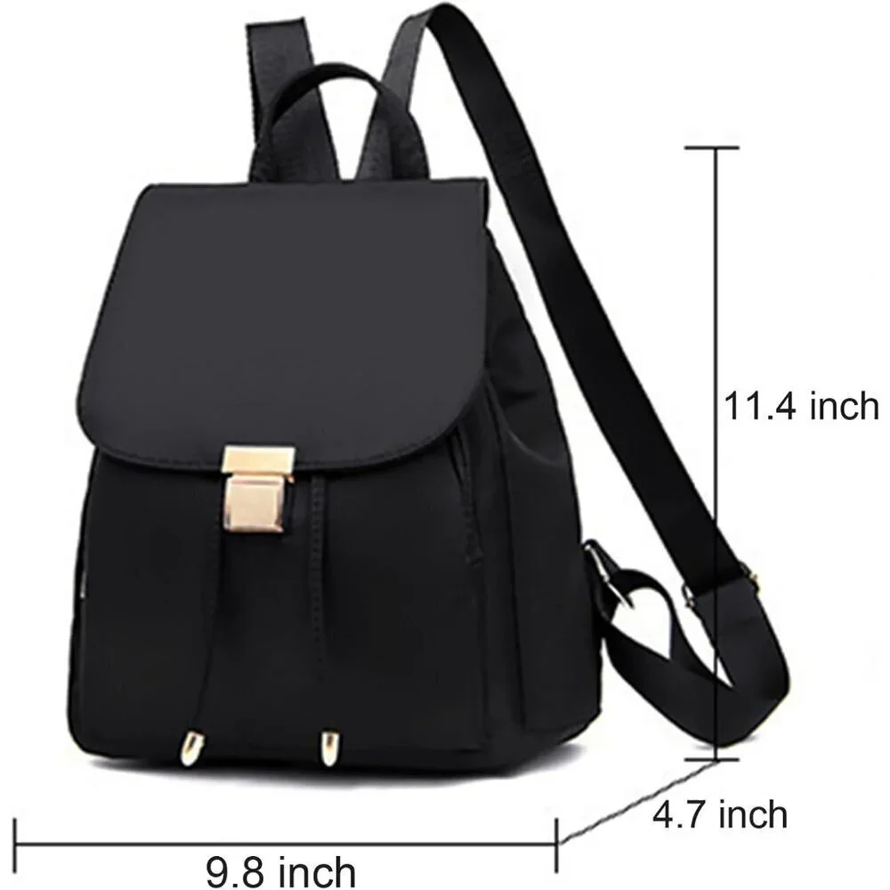 Mini Nylon Backpack for Women Lightweight Travel Purse Black Small Trendy Bag